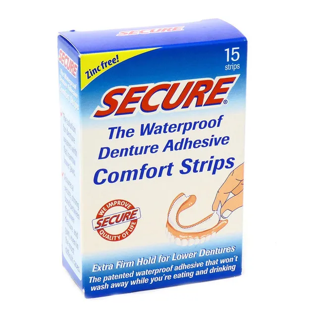 Secure Comfort Strips Strisce Adesive Protesi Tenuta Forte Senza Zinco