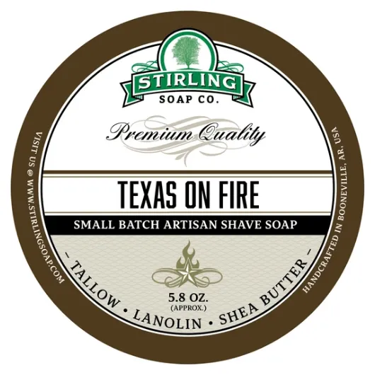 Stirling Texas on Fire sapone da barba 5.8 oz cuoio