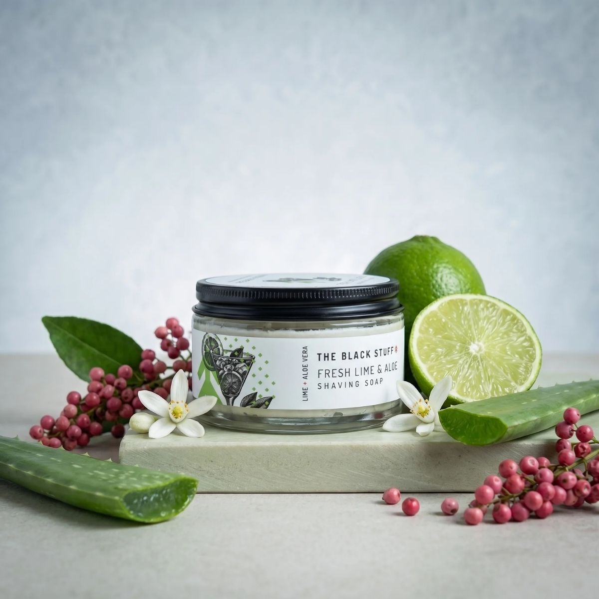 The Black Stuff Fresh Lime sapone da barba 155g schiuma densa