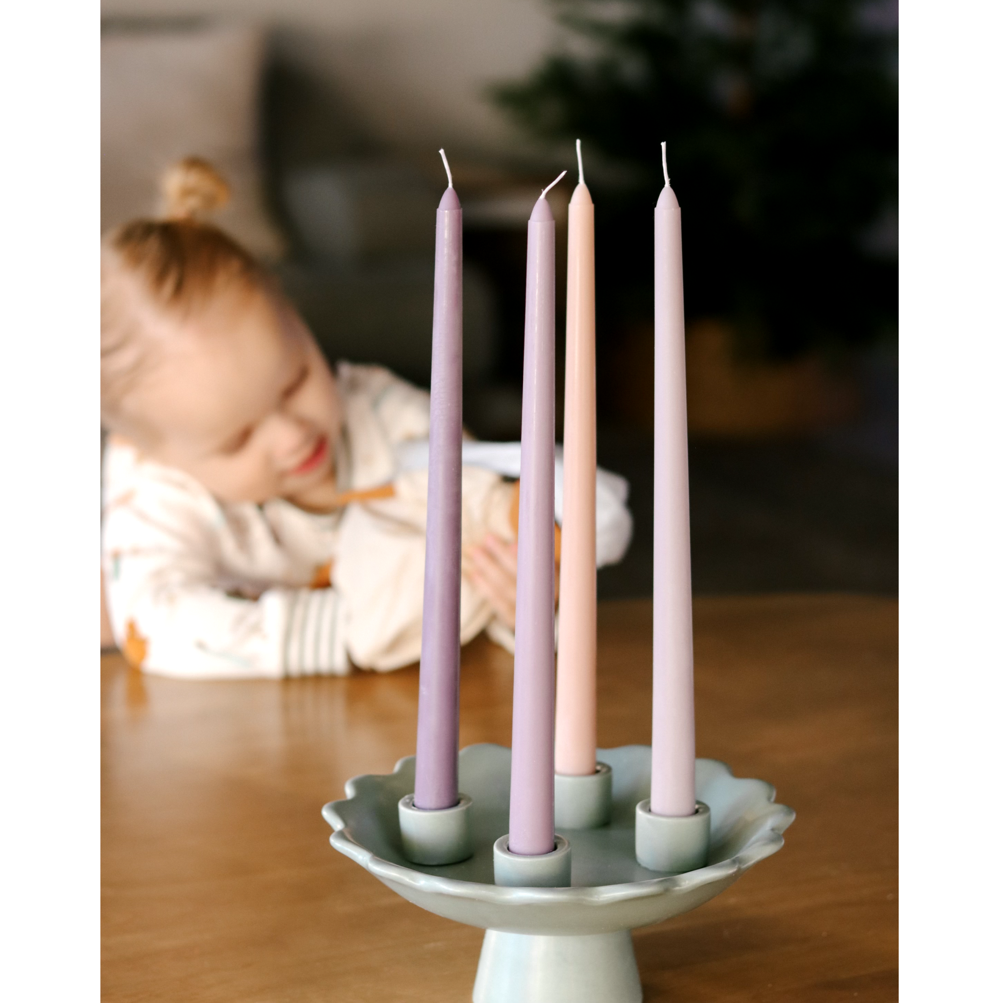 Pasteur Home Candele Avvento affusolate rosa viola 4 pezzi