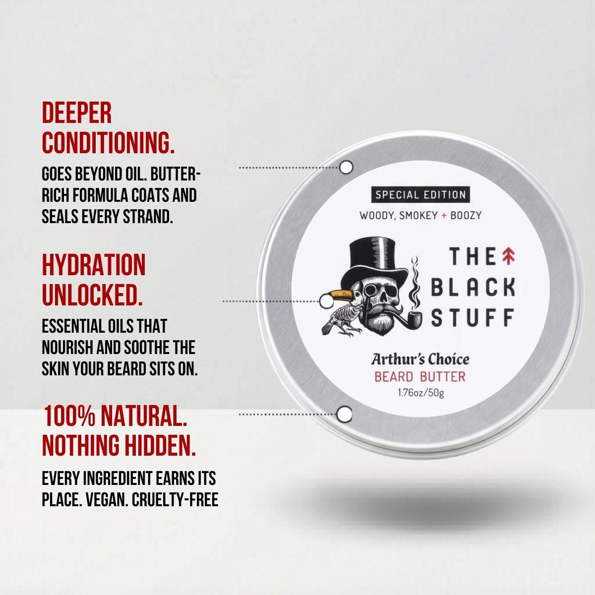 The Black Stuff Beard Care Arthur's Choice burro barba 60ml idratante