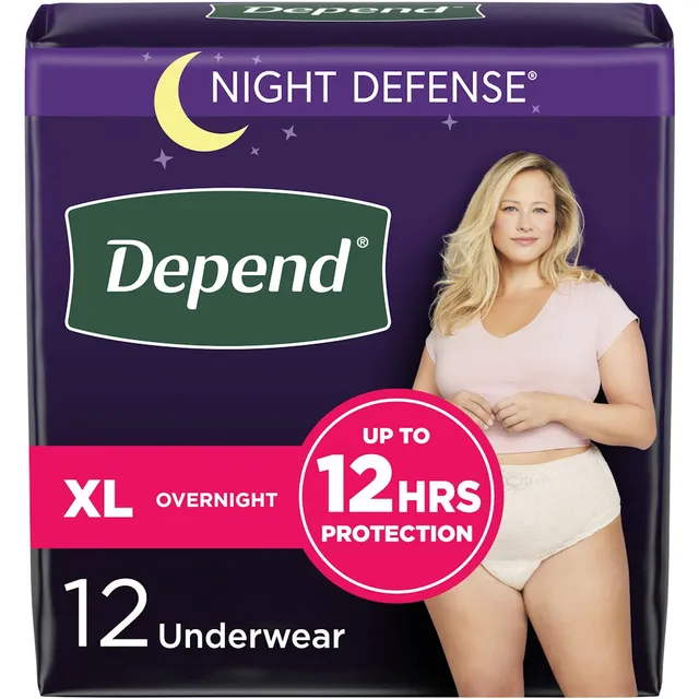Depend Night Defense Mutandine Notte Donna XL 12 Pezzi