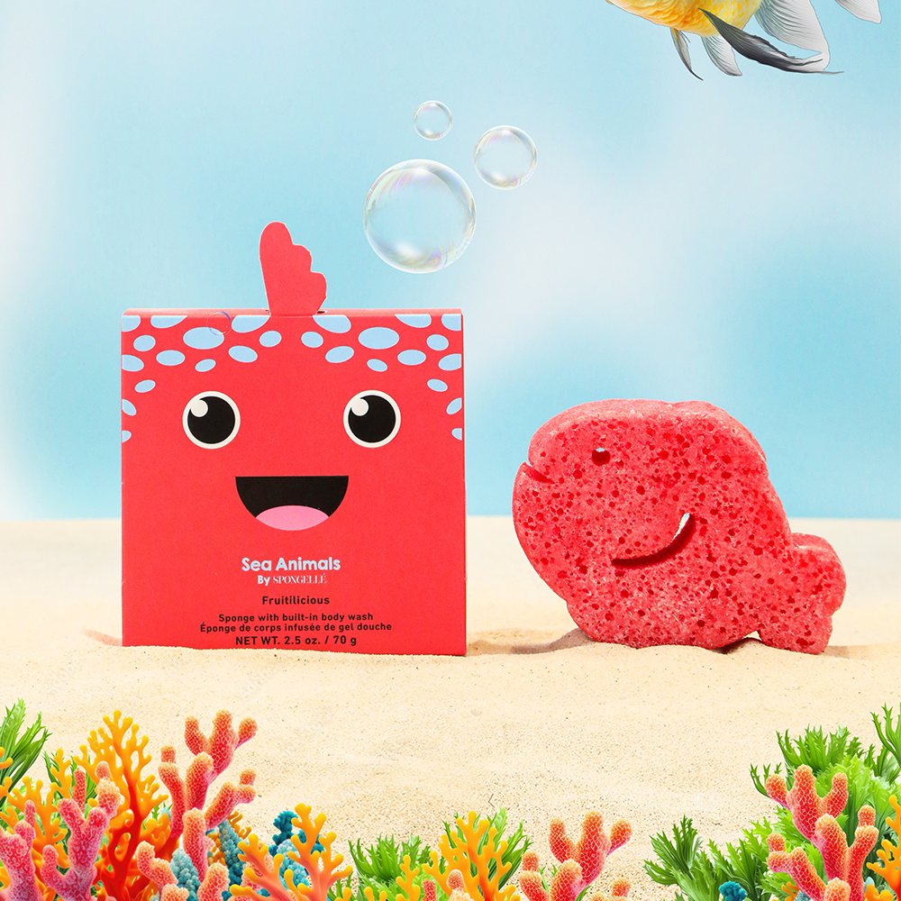 Spongellé Fiona Fish spugna doccia bambini anguria e mela