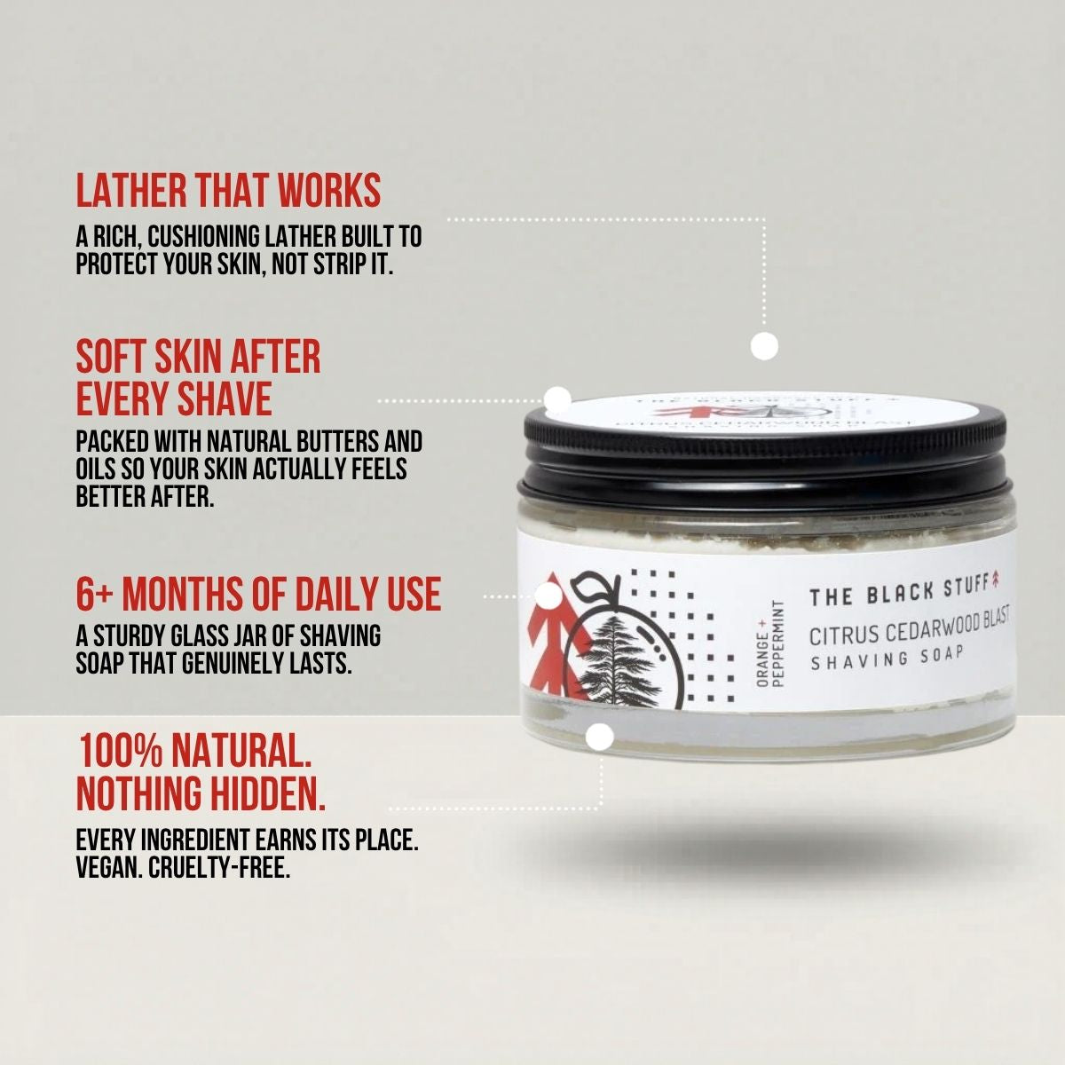 The Black Stuff Citrus Cedarwood Sapone da Barba 155 g Agrumi Cedro