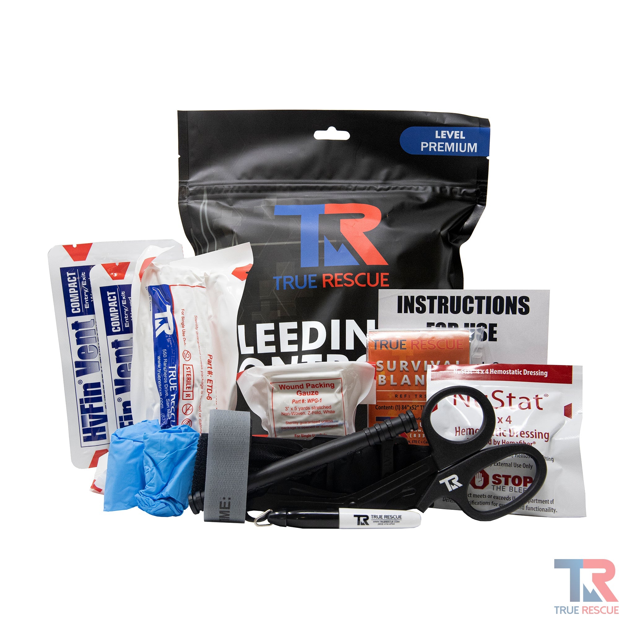 True Rescue Bleeding Control Kit Emergenza Mylar