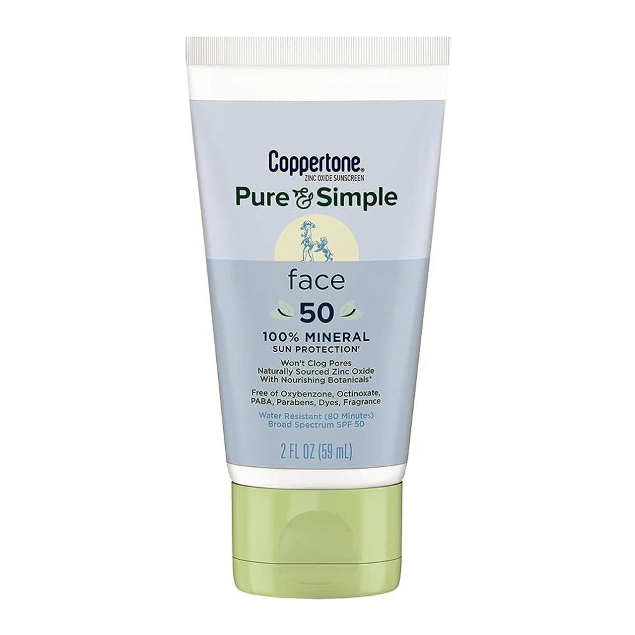 Coppertone Pure & Simple SPF 50 crema solare viso 2 Oz minerale
