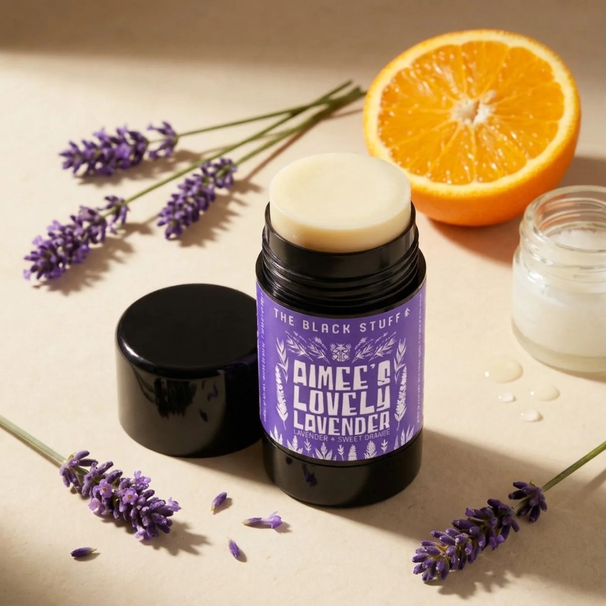 The Black Stuff Natural Deodorant deodorante Aimees Lavender arancia