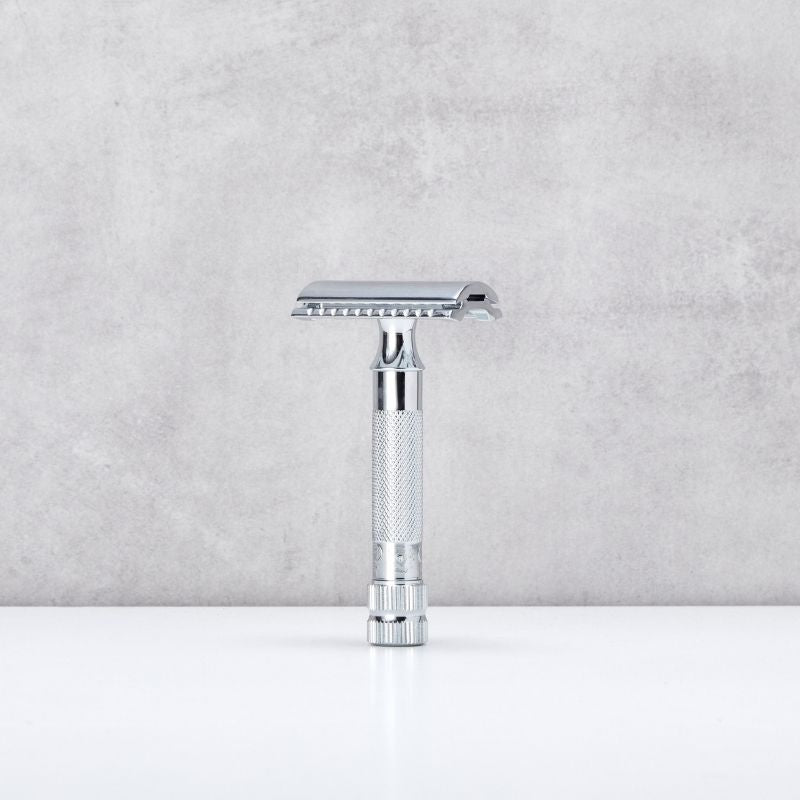 Merkur 34C rasoio di sicurezza cromato manico corto ottone 78g