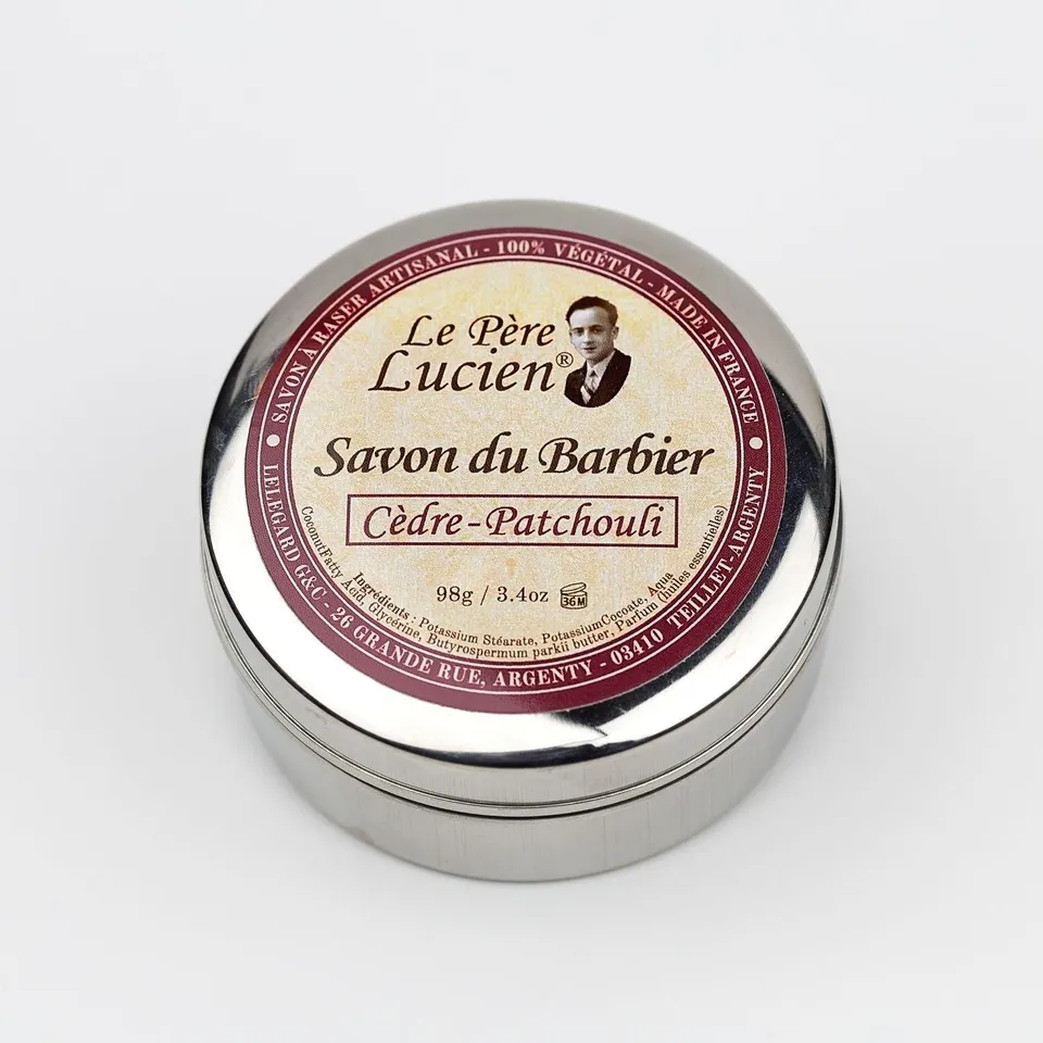 Le Pere Lucien Cidre Patchouli sapone da barba 98 g metallo