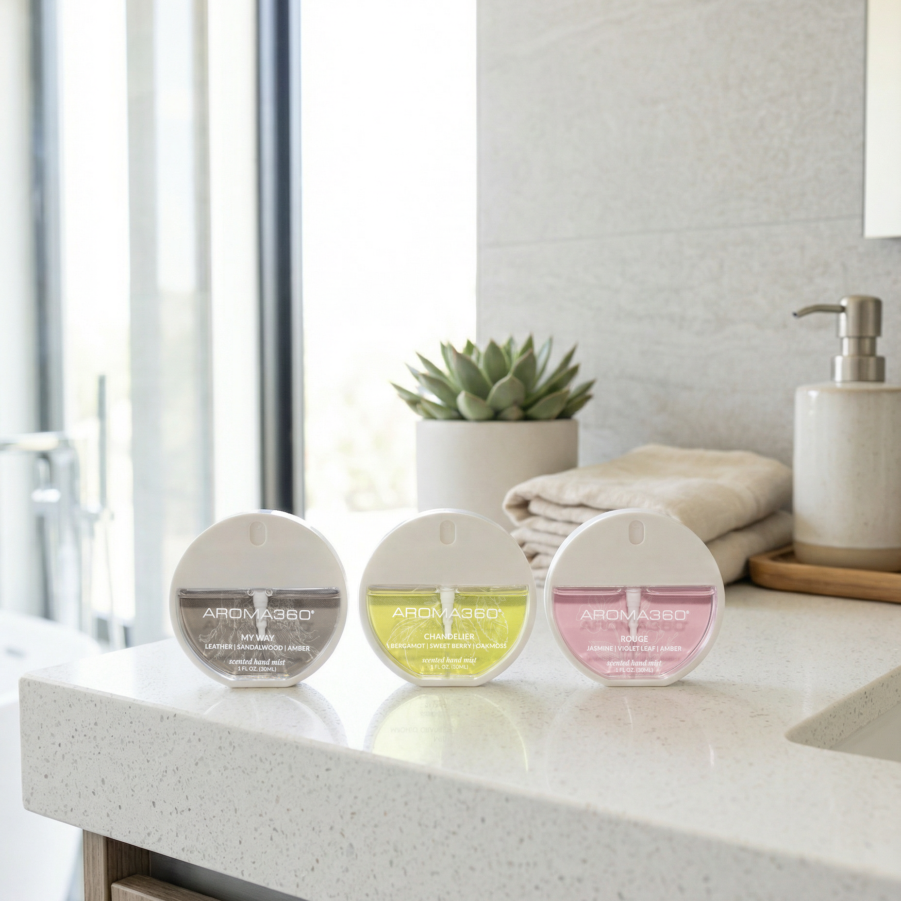Aroma360 My Way spray mani idratante profumato cuoio ambra