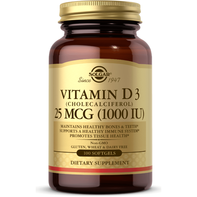 Solgar D3 Colecalciferolo integratore 100 softgel 25 mcg ossa
