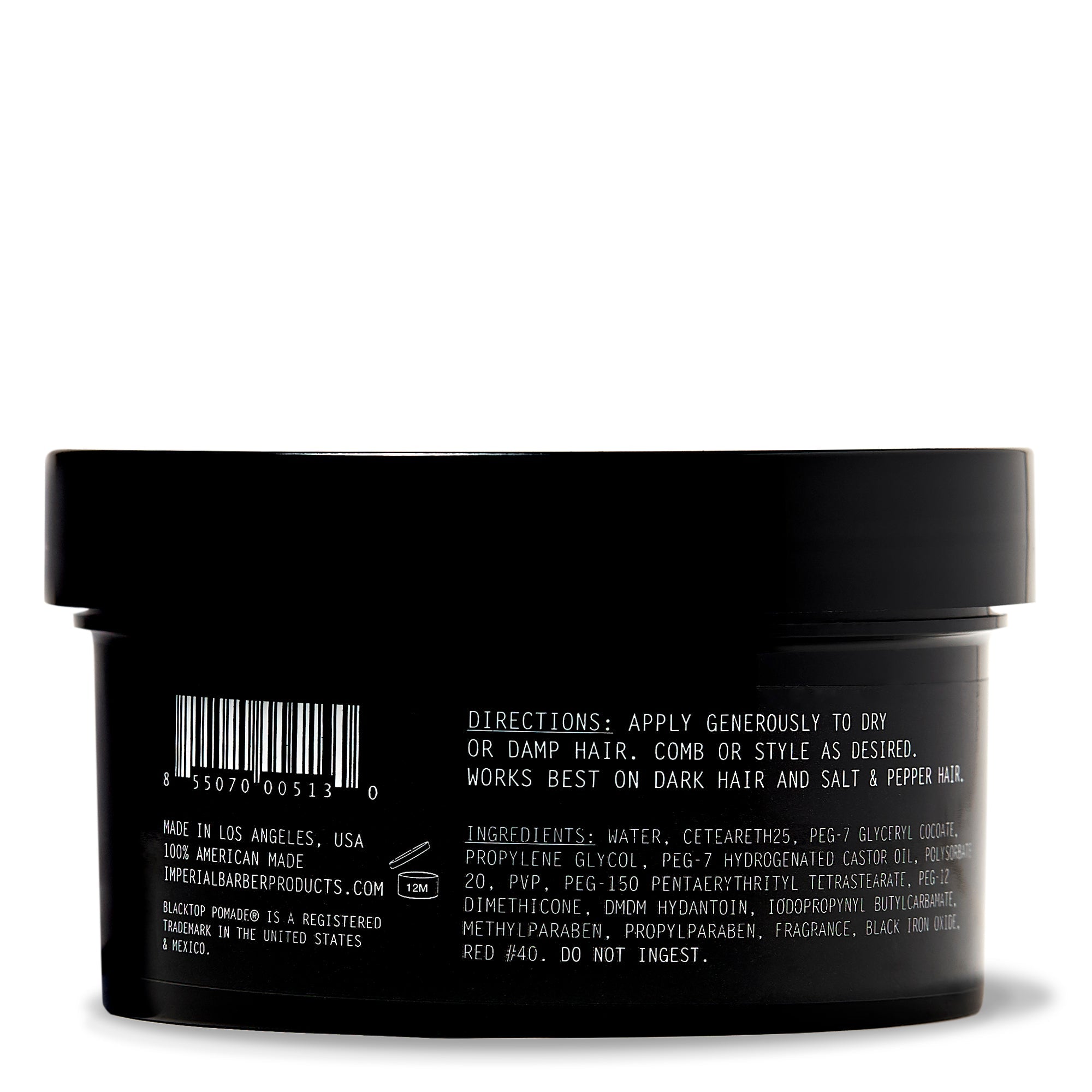 Imperial Barber Blacktop pomata nera capelli 6 oz copri grigi