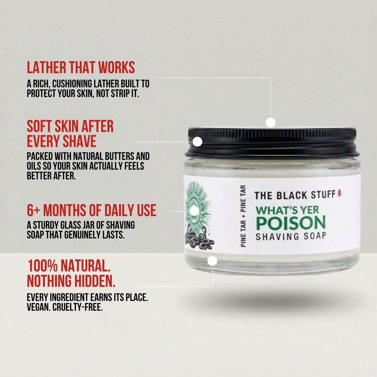 The Black Stuff What's Yer Poison sapone da barba 155g schiuma densa