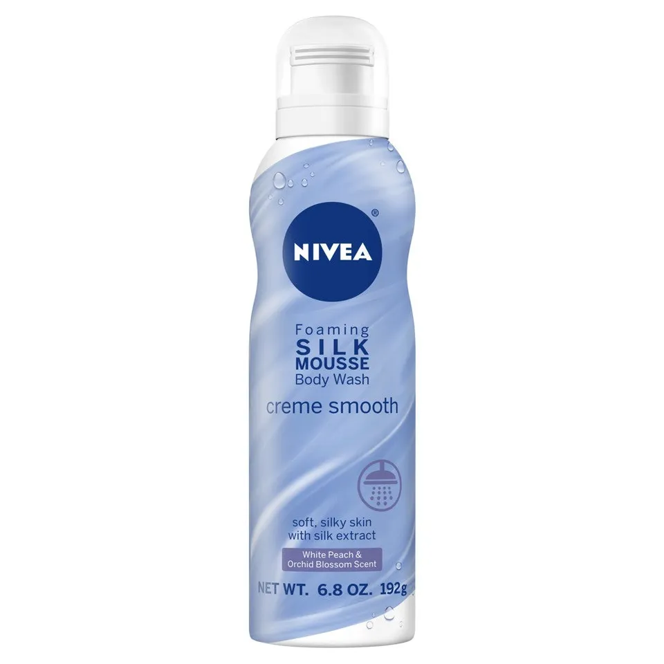Nivea Creme Smooth Mousse bagnoschiuma seta pesca bianca