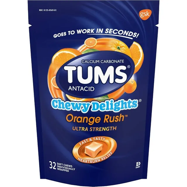 Tums Chewy Delights Ultra Strength antiacido arancia gommoso