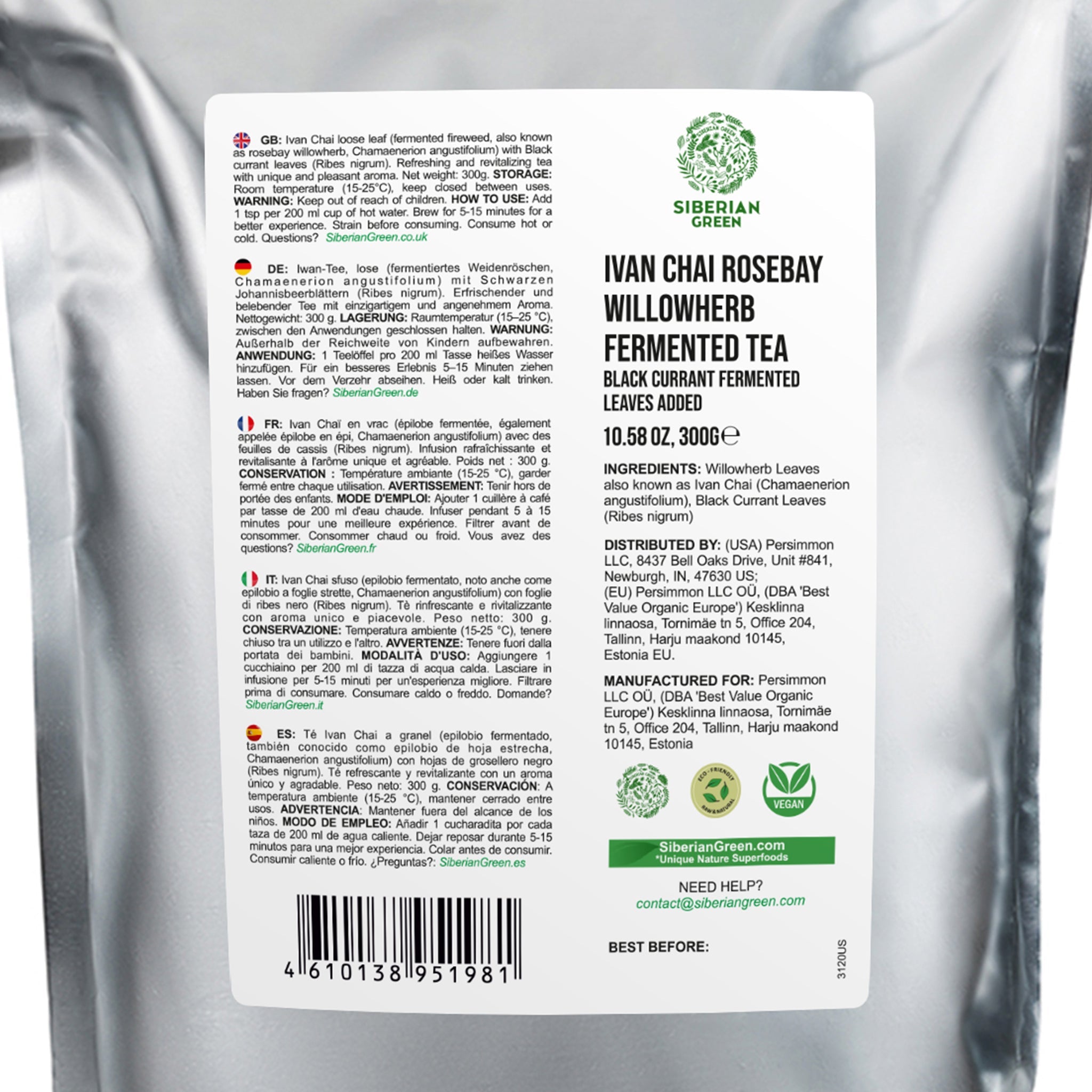 Siberian Green Ivan Tea tisana ribes nero 300 g