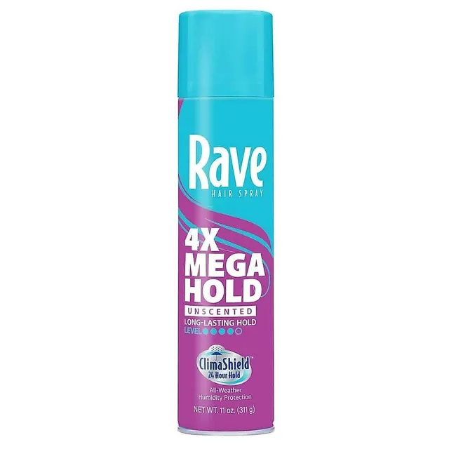 Rave 4X Mega Lacca Capelli Non Profumata 11 Oz Tenuta Forte
