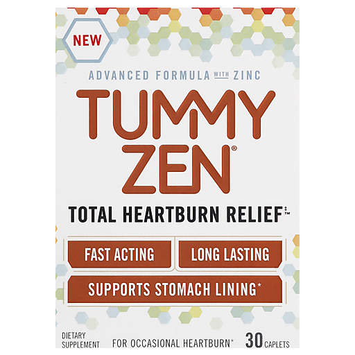 Tummy Zen Total Heartburn Relief Caplets Zinco Anti Bruciore