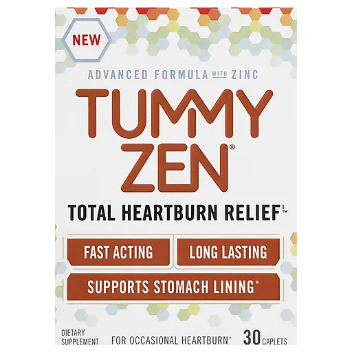 Tummy Zen Total Heartburn Relief Caplets Zinco Anti Bruciore