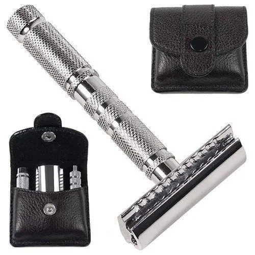 Parker A1R rasoio sicurezza viaggio custodia pelle