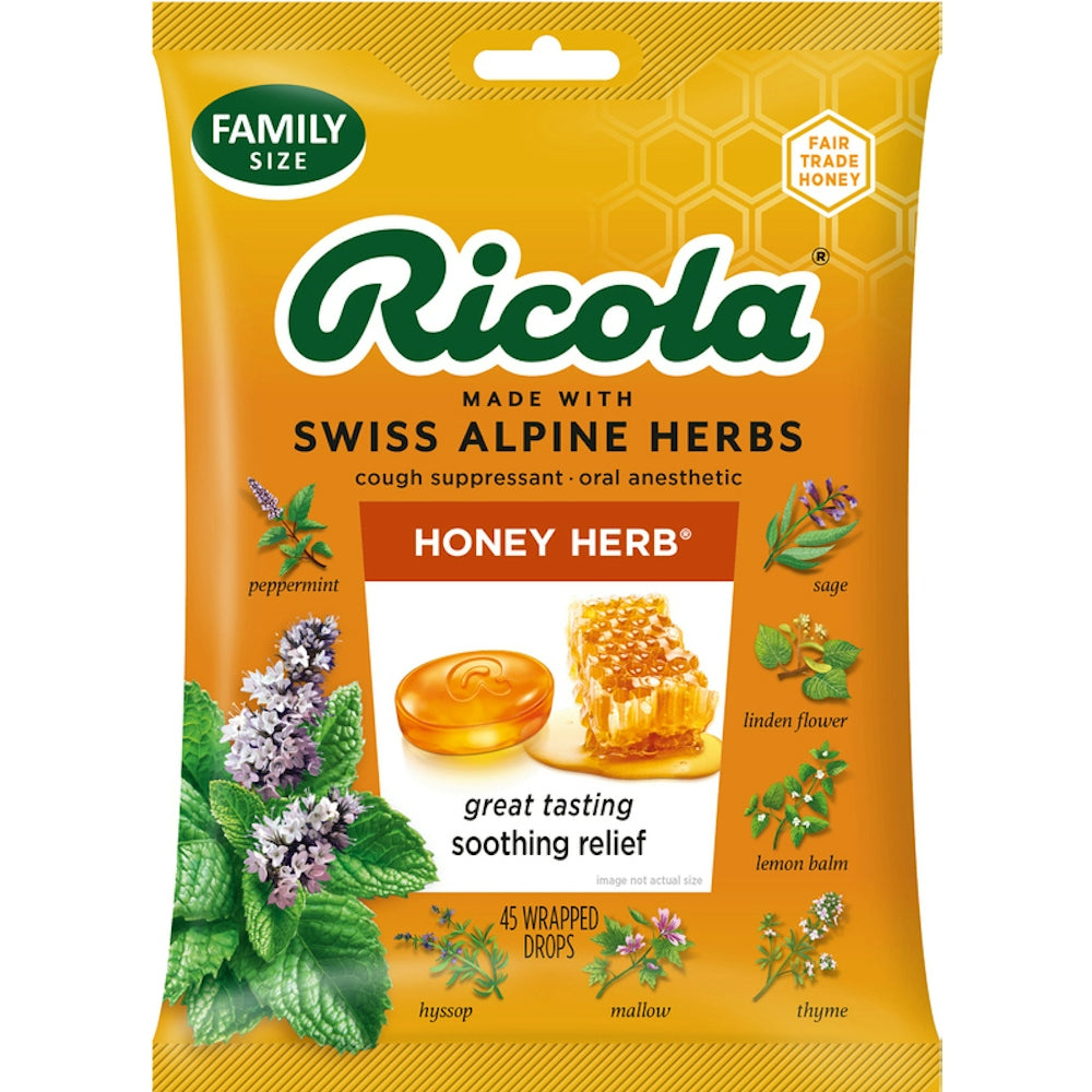 Ricola Honey Herb Pastiglie Gola Miele Family Size 10 Erbe