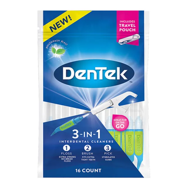 DenTek 3 in 1 scovolini interdentali menta 16 pezzi