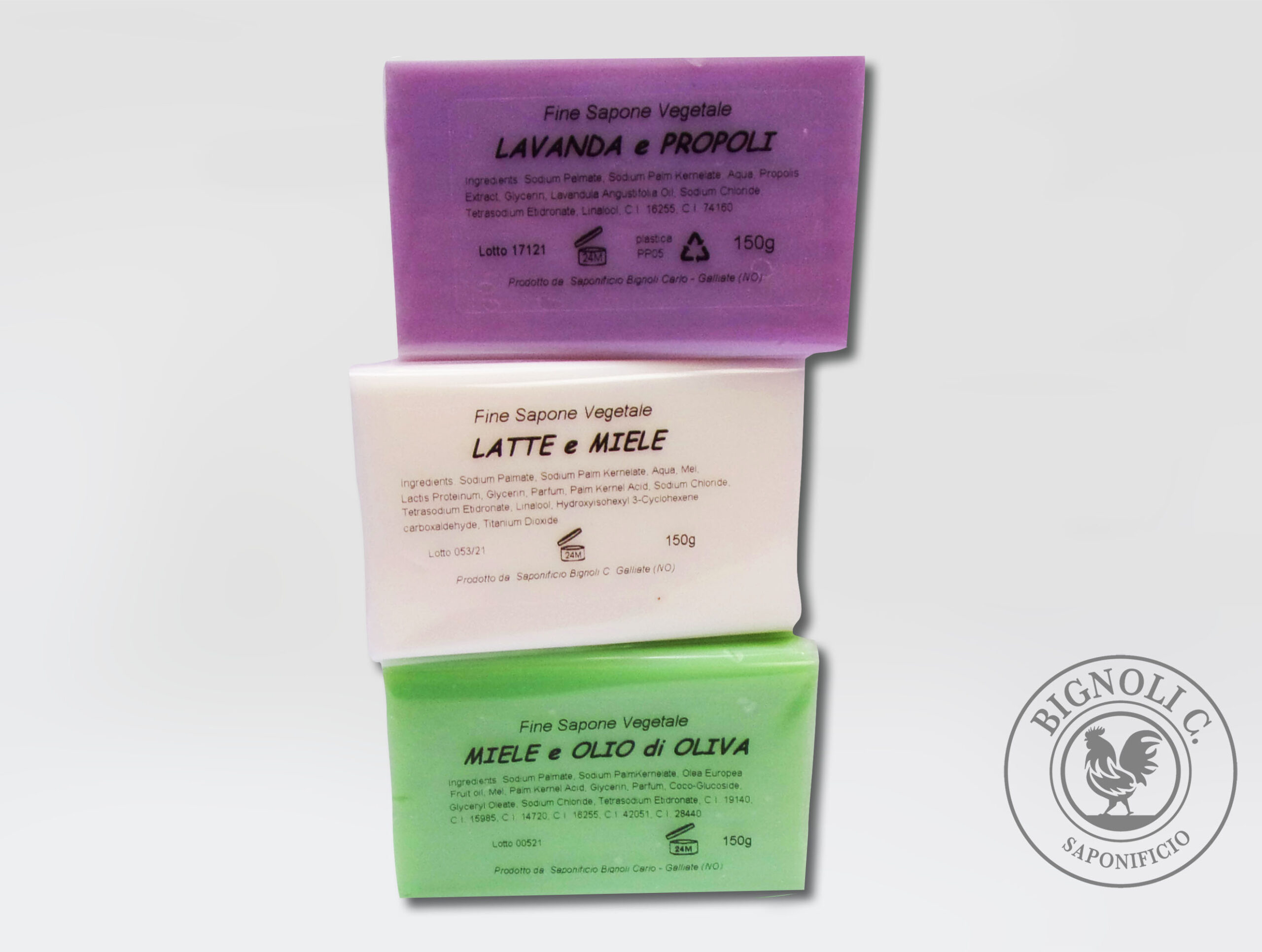 Saponificio Bignoli Tris Saponette Miele Lavanda 3x150g