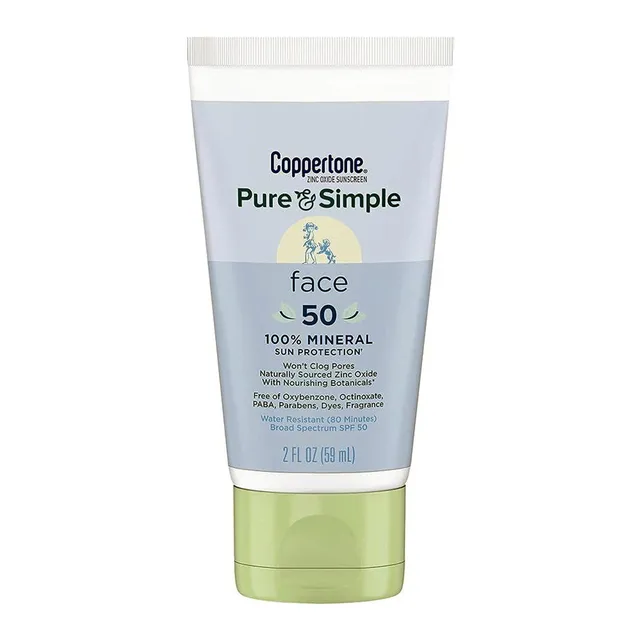 Coppertone Pure & Simple SPF 50 crema solare viso 2 Oz minerale