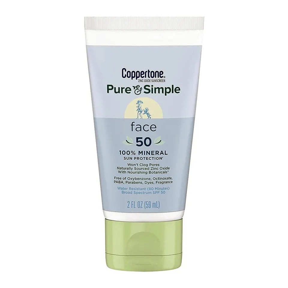 Coppertone Pure & Simple SPF 50 crema solare viso 2 Oz minerale