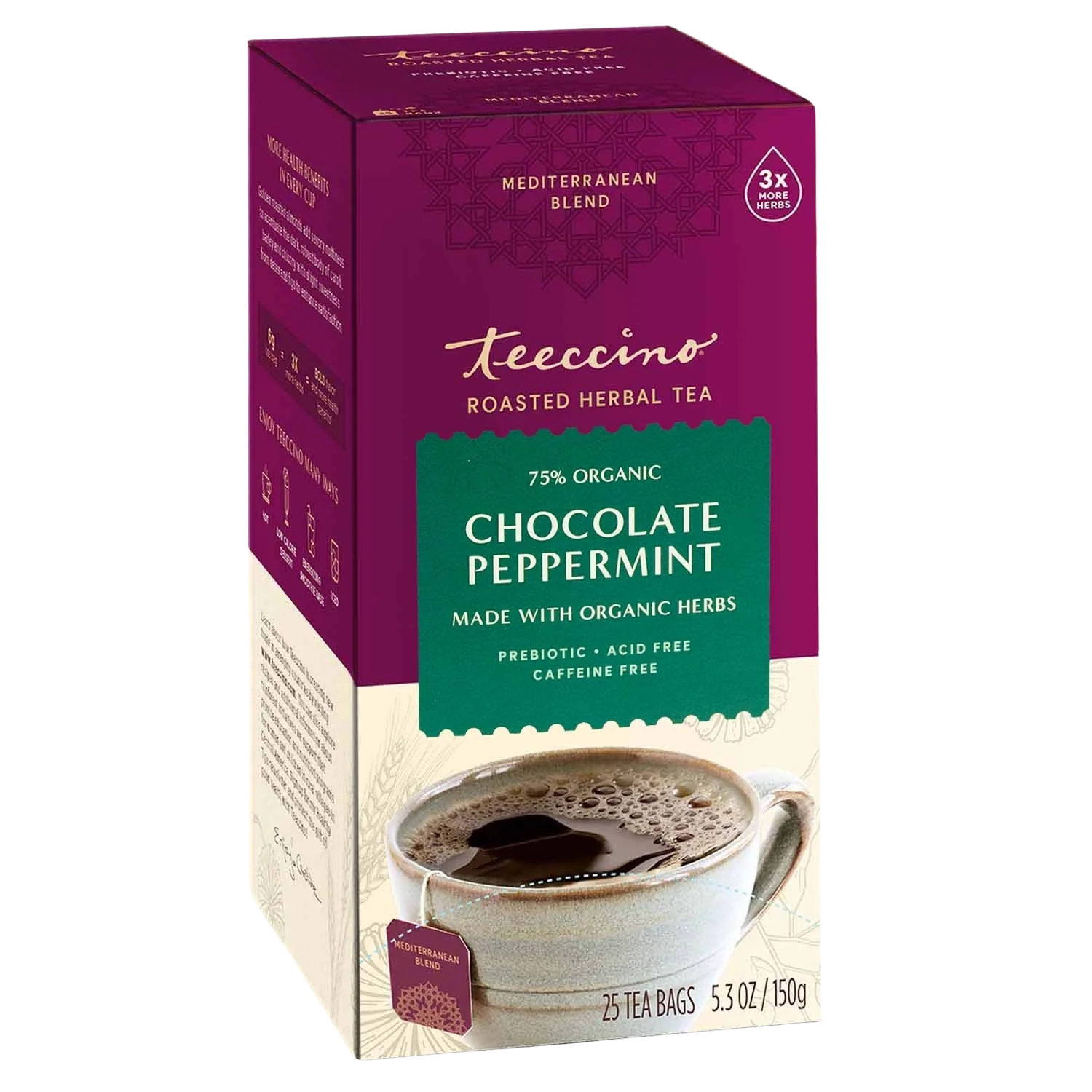 Teeccino Chocolate Peppermint Tisana Cacao Menta 25 Bustine