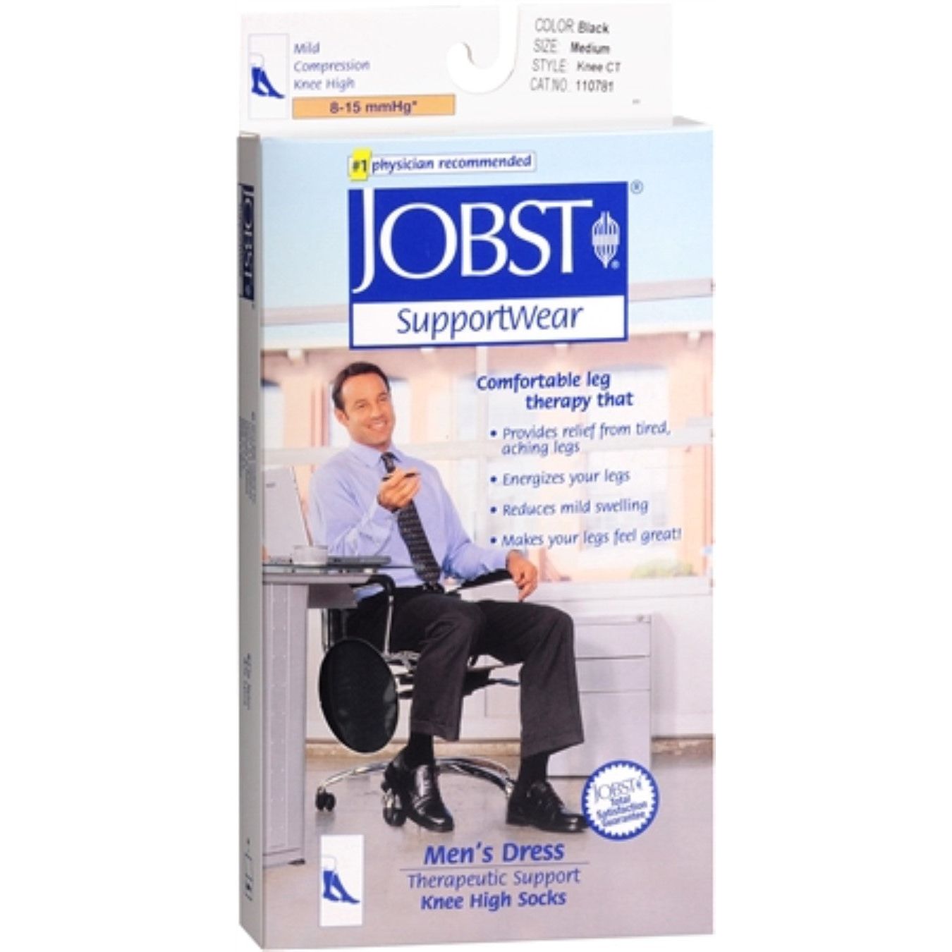 Jobst Men's Dress calze compressive nere Medium