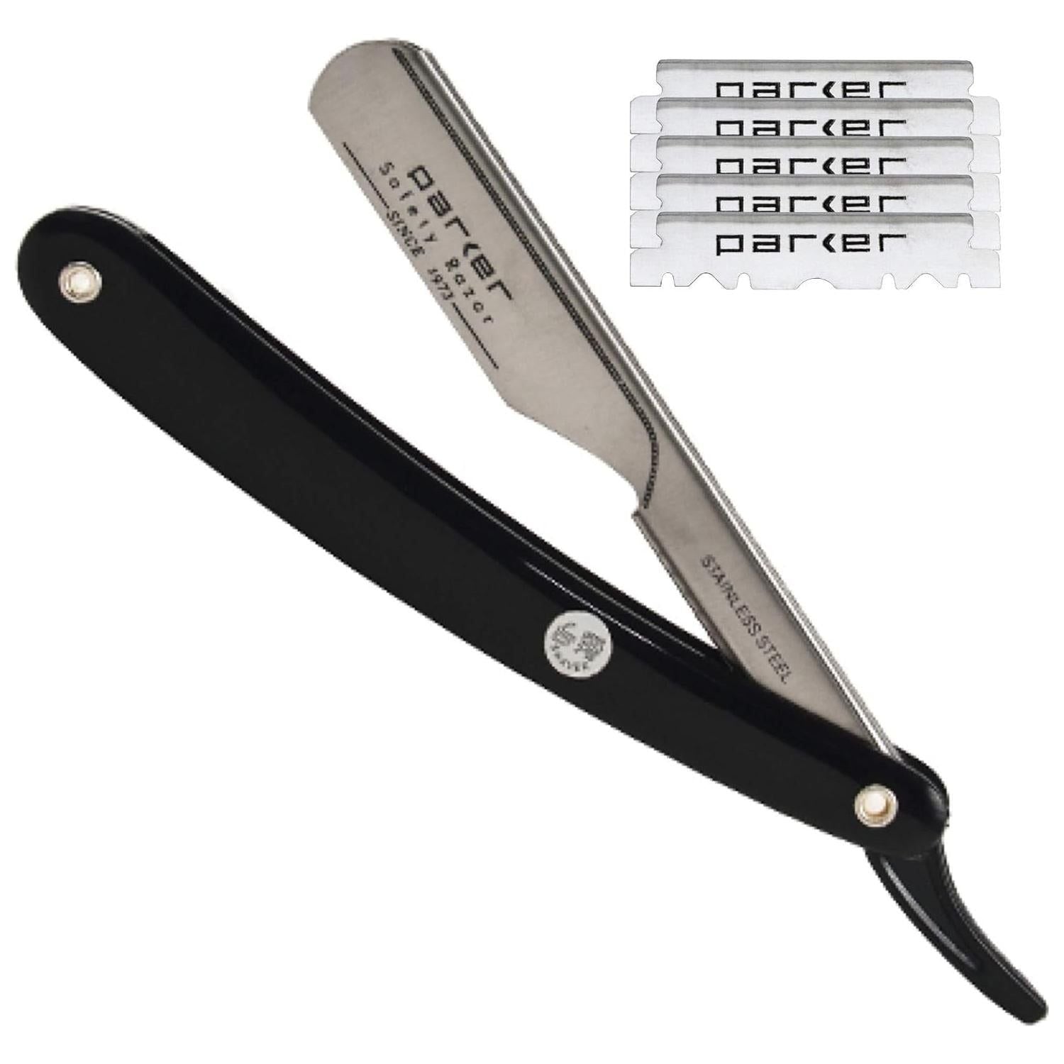 Parker PTB shavette barbiere manico nero lama intercambiabile