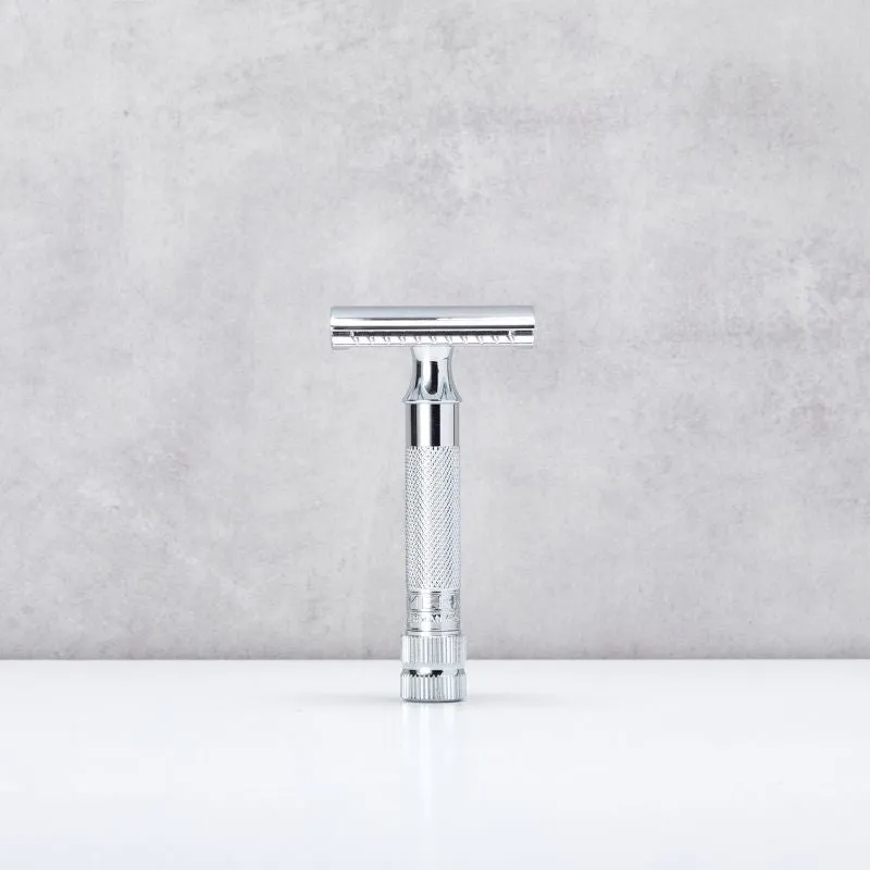 Merkur 34C rasoio di sicurezza cromato manico corto ottone 78g