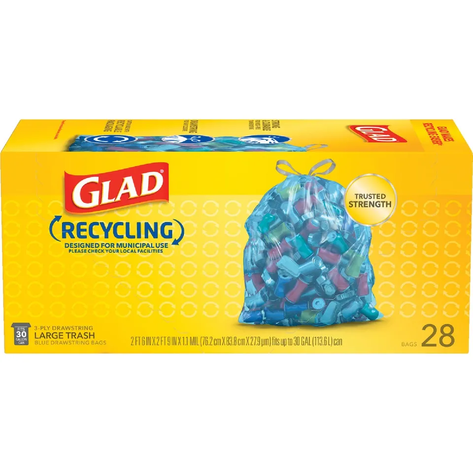 Glad Recycling Sacchi Immondizia Blu 30 Galloni Coulisse