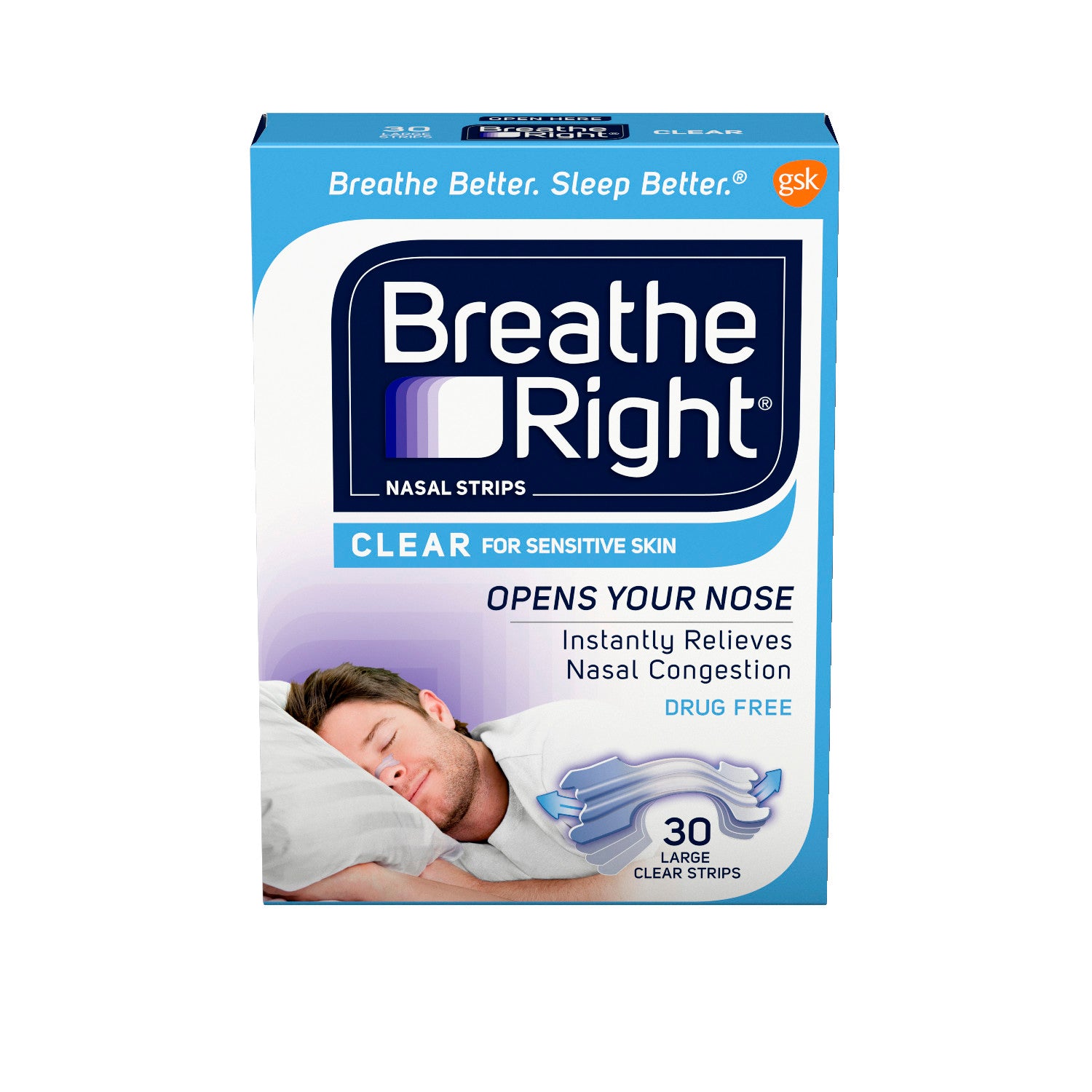 Breathe Right Clear cerotti nasali Large pelle sensibile