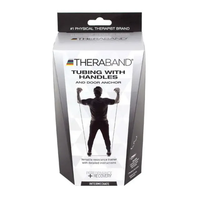 Thera-Band tubo elastico fitness nero extra-forte 122 cm maniglie