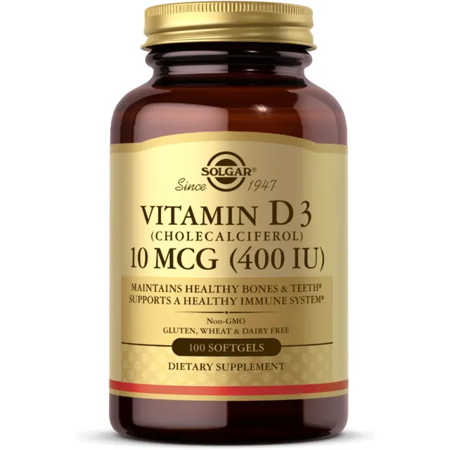Solgar Vitamina D3 400 UI Integratore 100 Softgel Olio Pesce