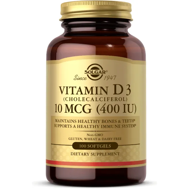 Solgar Vitamina D3 400 UI Integratore 100 Softgel Olio Pesce