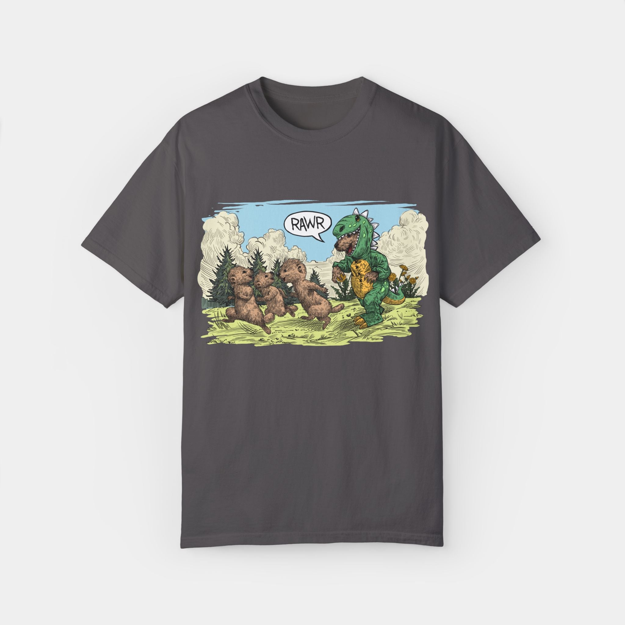 Noble Otter Dino Adventure T-Shirt Cotone Grafite