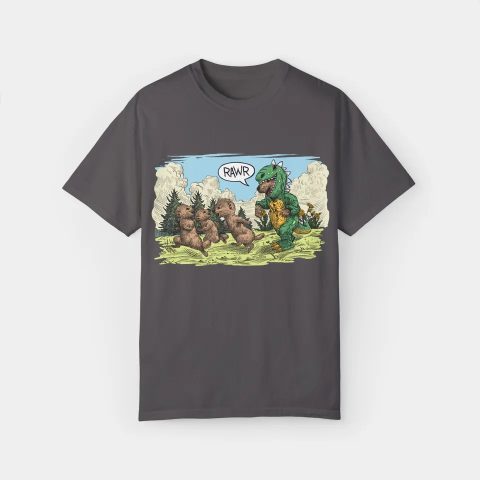 Noble Otter Dino Adventure T-Shirt Cotone Grafite