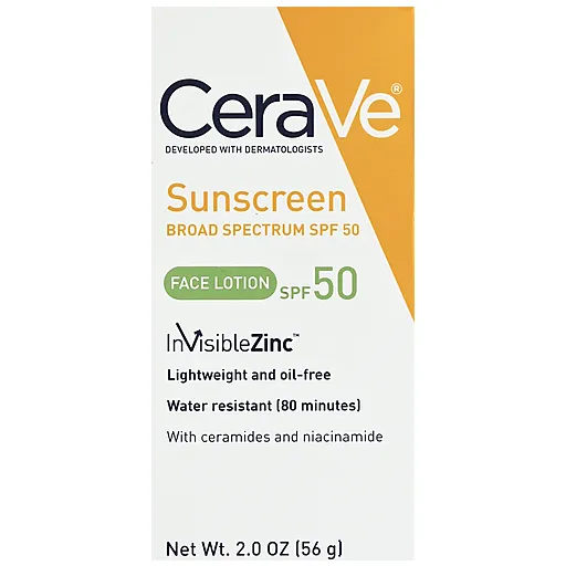 CeraVe Face Sunscreen SPF 50 crema solare viso 2oz pelle sensibile