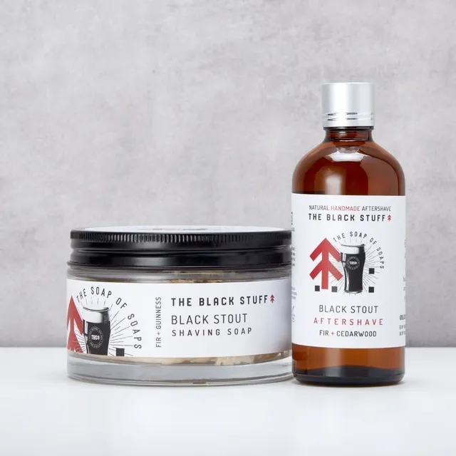 The Black Stuff Black Stout sapone da barba + splash set