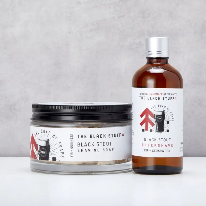 The Black Stuff Black Stout sapone da barba + splash set