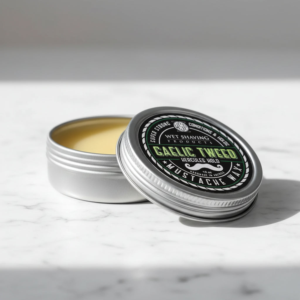 Wet Shaving Products Gaelic Tweed cera per baffi regular hold naturale
