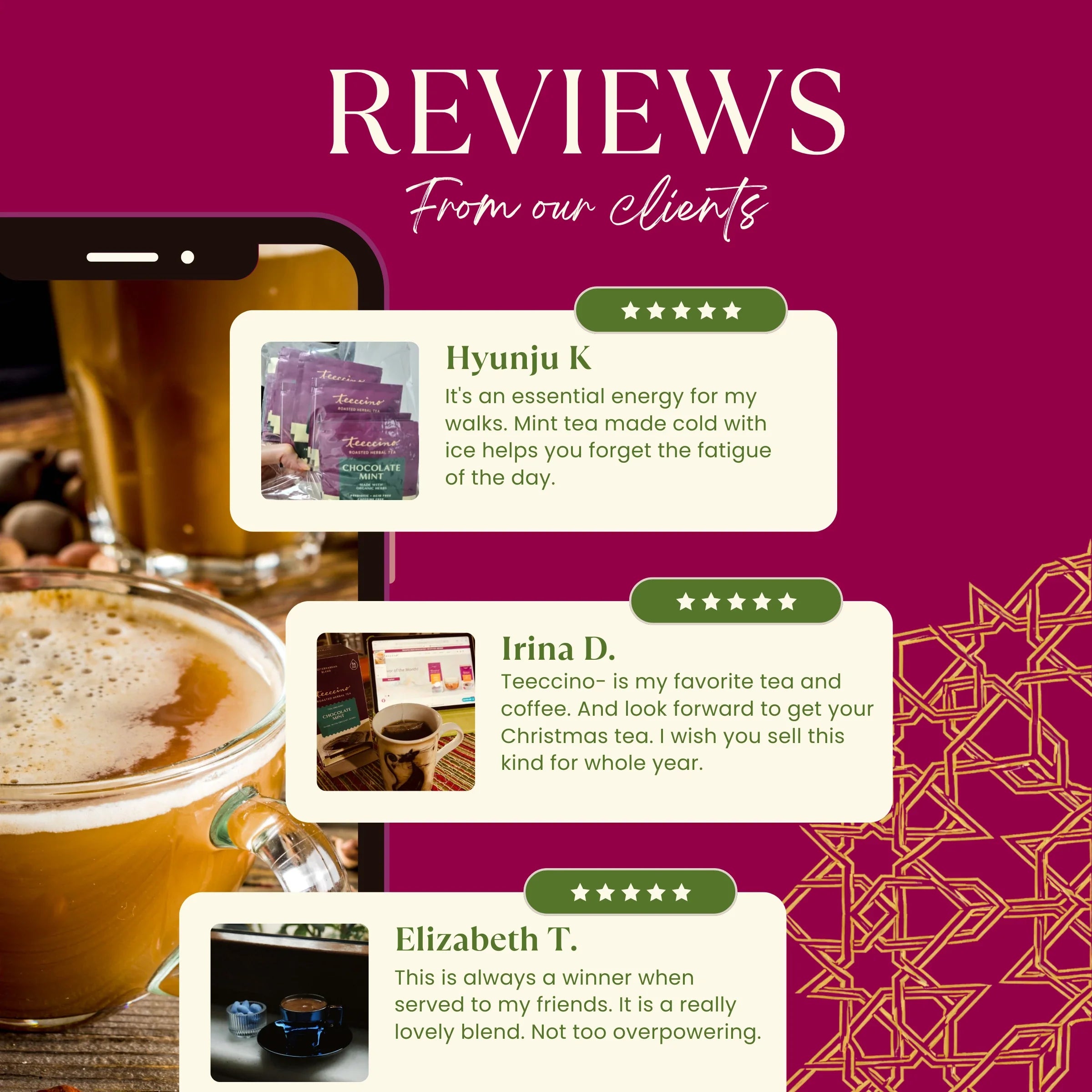 Teeccino Chocolate Peppermint Tisana Cacao Menta 25 Bustine