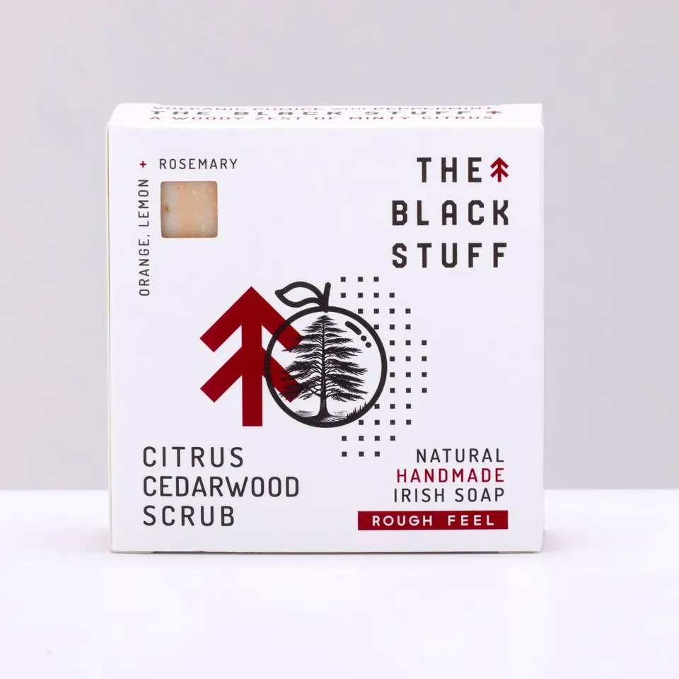 The Black Stuff Men's Bar Soap Citrus Cedarwood sapone scrub uomo