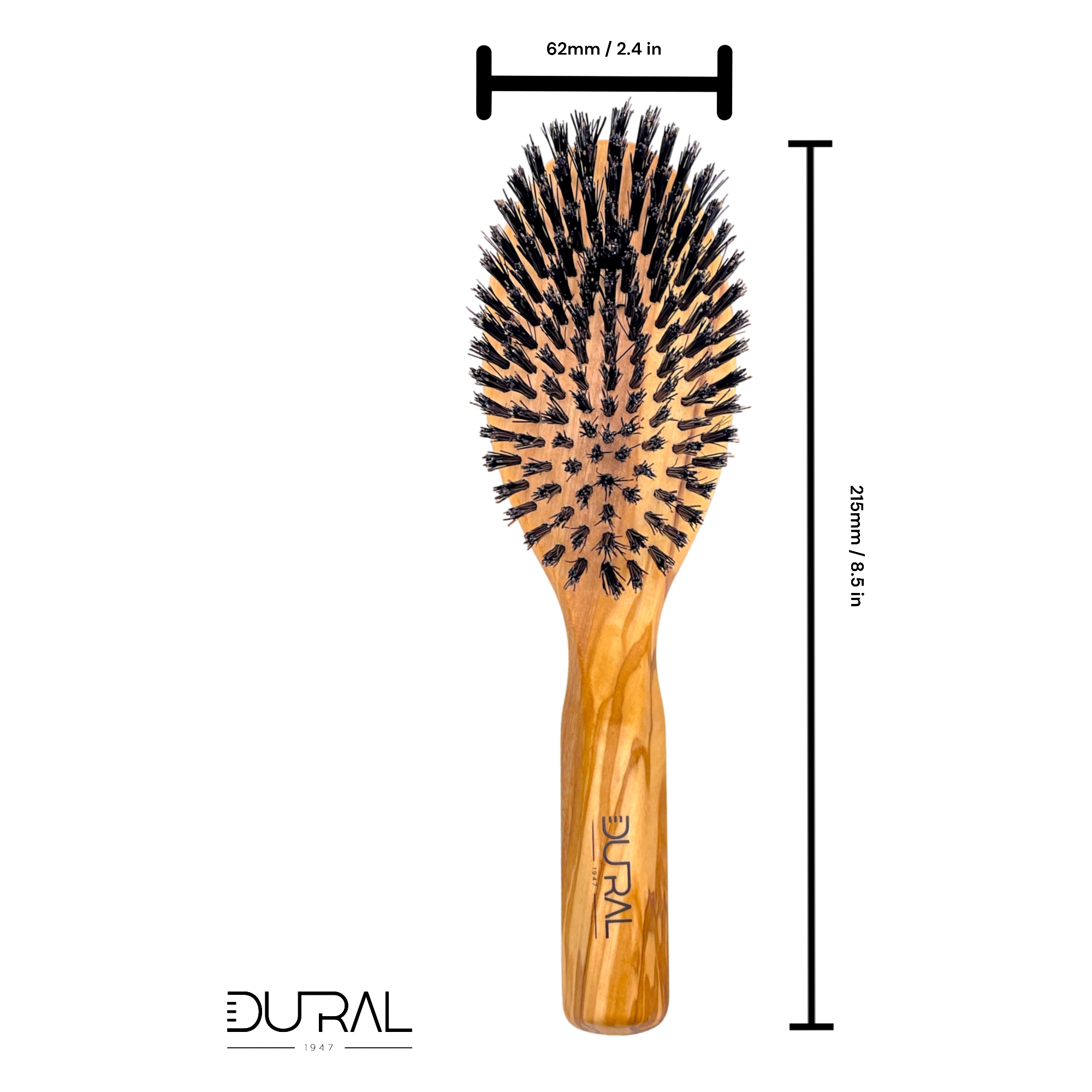 Dural Olive Wood spazzola capelli setole cinghiale 9 file
