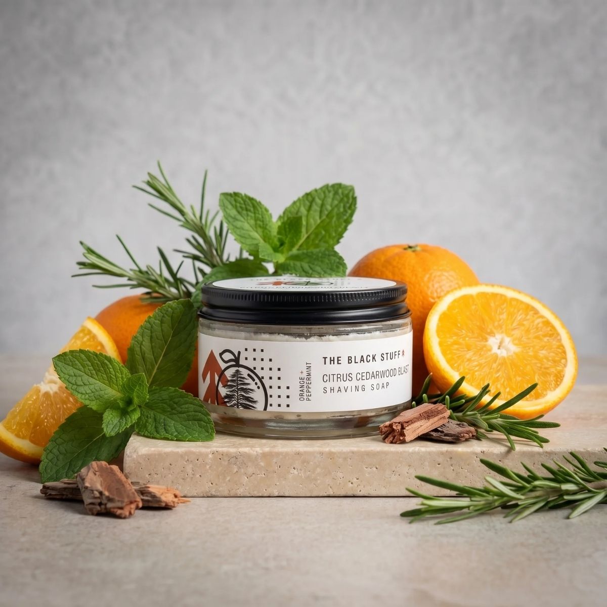 The Black Stuff Citrus Cedarwood Sapone da Barba 155 g Agrumi Cedro