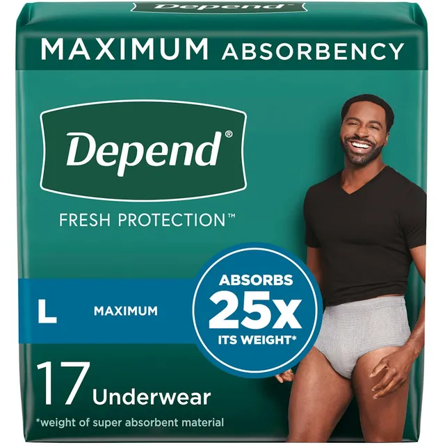 Depend Fresh Protection mutandine assorbenti uomo L 17 pezzi grigio