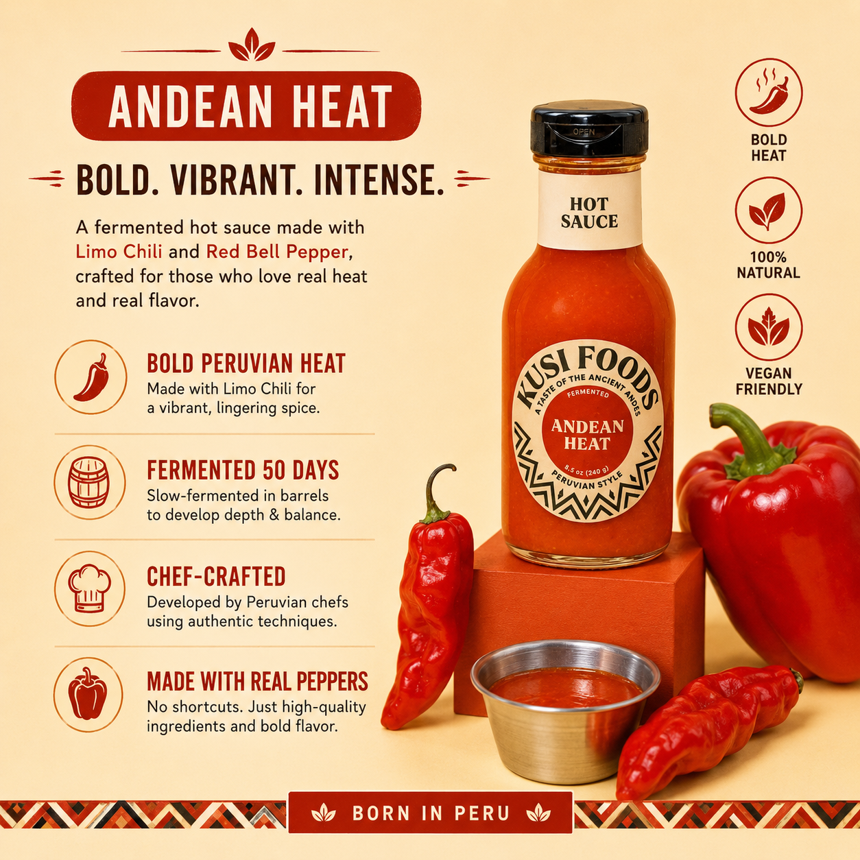 Kusi Andean Heat Salsa Piccante Peruviana Limo